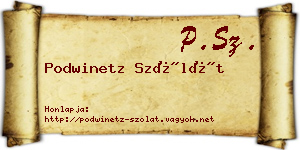 Podwinetz Szólát névjegykártya